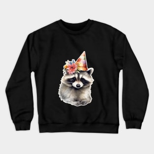 Raccoon Princess in floral cone hat Crewneck Sweatshirt